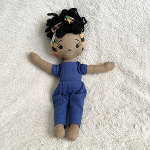 Harperiman Mia African American Black Plush Doll Blue Jumpsuit 15" Girl Toy